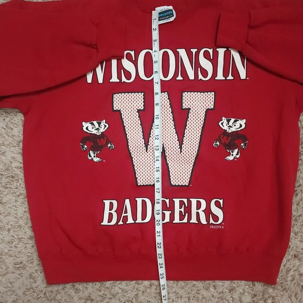 Vintage‎ Wisconsin Badgers Mens XL Decotex Made In USA Red University Sweater